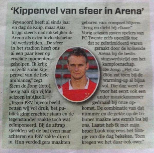 "Kippenvel in Arena"